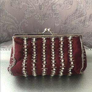 Burgundy/Maroon rhinestone clutch